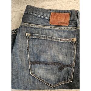 Mavi Zach Jeans‎ Mens 36x31 Blue Straight Leg Cotton Denim Whiskers Retro Grunge